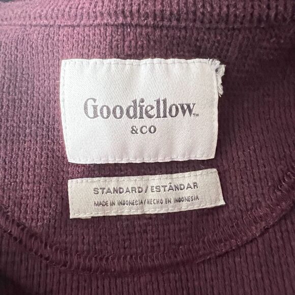 Goodfellow & Co Long Sleeve Shirt Men 2XL Burgundy Henley Knit Pullover - Picture 3 of 12